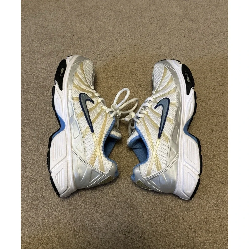 Nike‎ Air Zoom White Silver Blue Vintage Y2K Running Shoes Womens 7.5